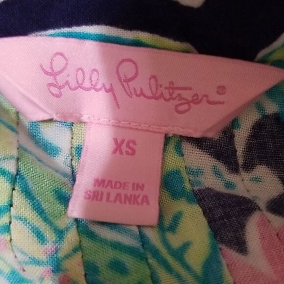 Lilly Pulizer Green Floral Print Top Sz Xsmall - Picture 7 of 8